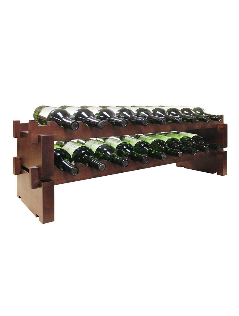 2 x 9 Bottle Modular Wine Rack (Stained) - 3