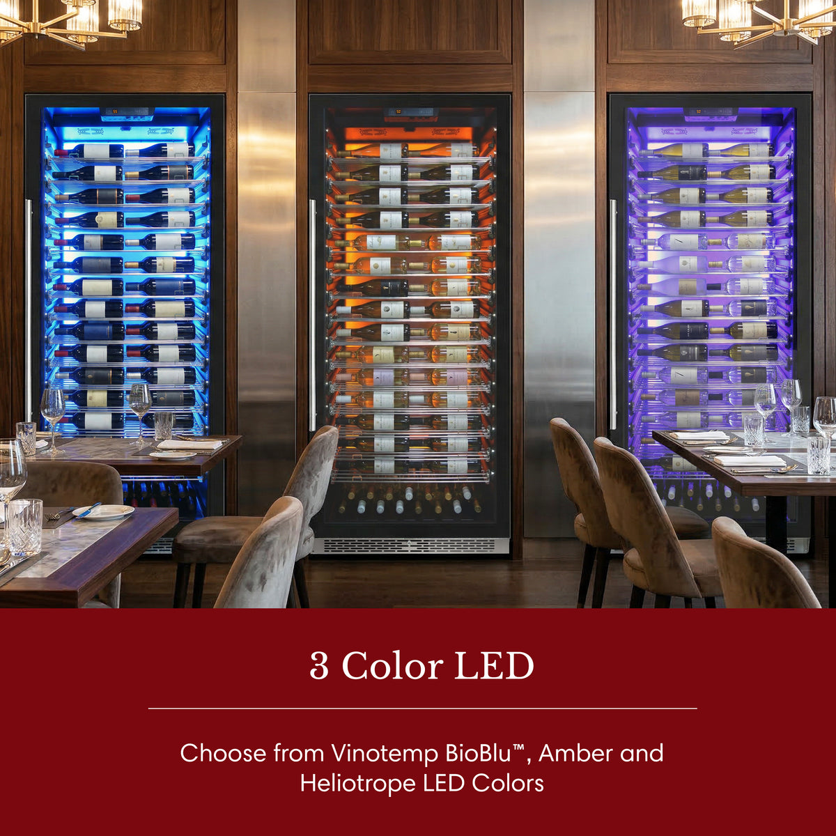 Vinotemp Backlit Series Commercial 300 Wine Cooler, Reversible Hinge, 188 Bottle Capacity, in Black