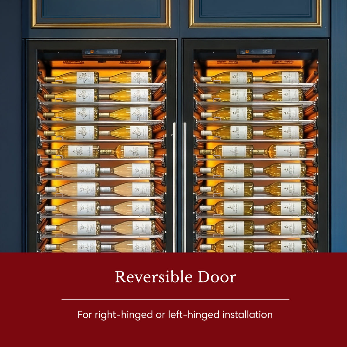 Vinotemp Backlit Series Commercial 300 Wine Cooler, Reversible Hinge, 188 Bottle Capacity, in Black