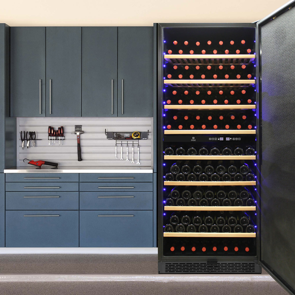 Vinotemp 300-Bottle Garage Wine Cooler with Dual Zone Cooling & Digital Control Panel
