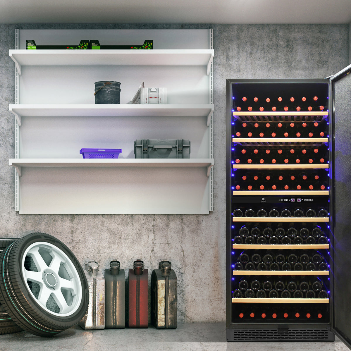 Vinotemp 300-Bottle Garage Wine Cooler with Dual Zone Cooling & Digital Control Panel