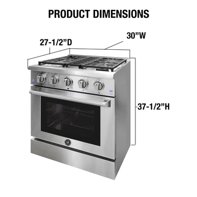 Brama 30" Gas Range and Oven, in Stainless Steel