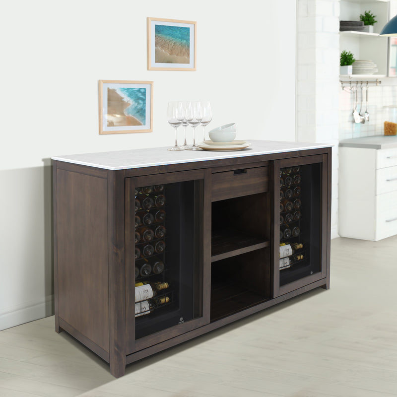 Brama by Vinotemp Wood Wine Credenza, in Brown Mahogany