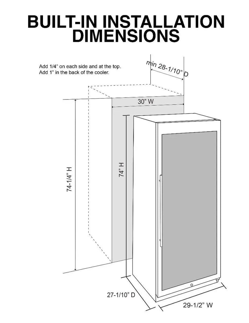 Vinotemp White Backlit Panel Single-Zone Wine Cooler, 173 Bottle Capacity