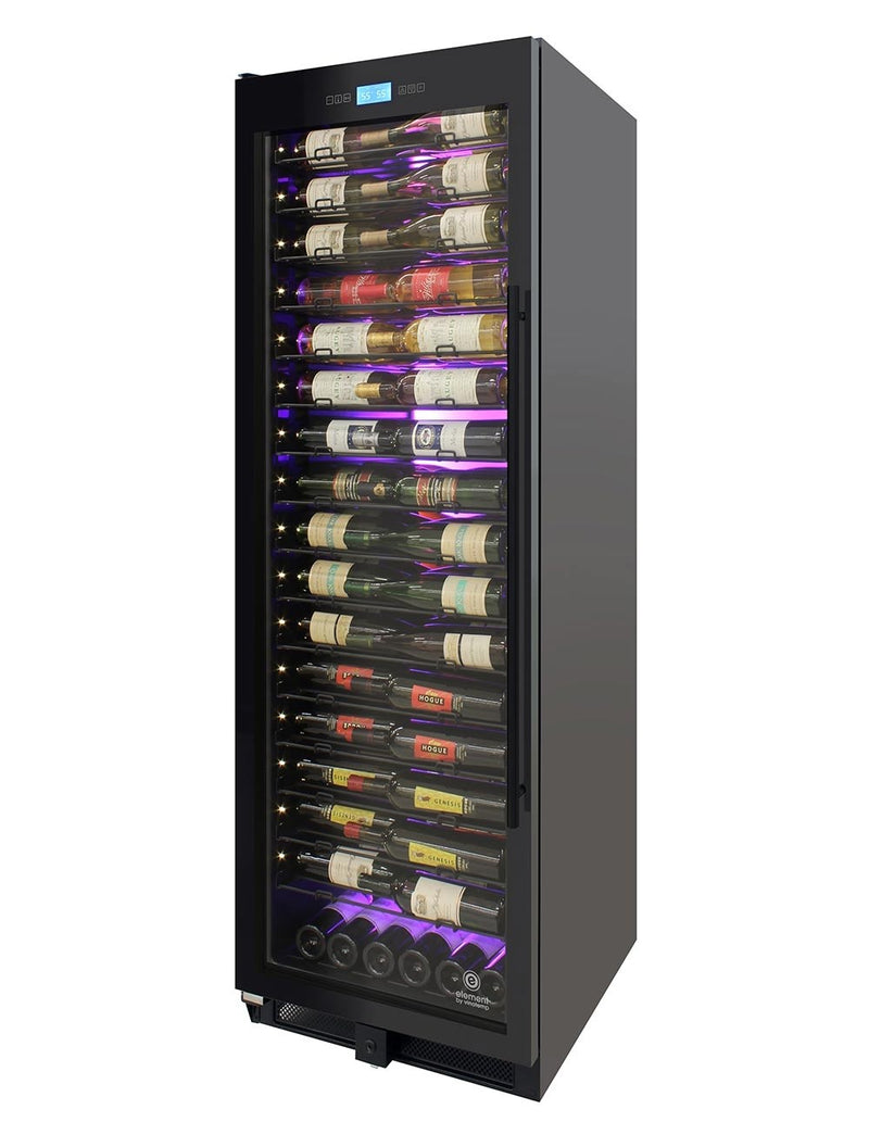 141-Bottle Single-Zone Backlit Panel Wine Cooler (Black)