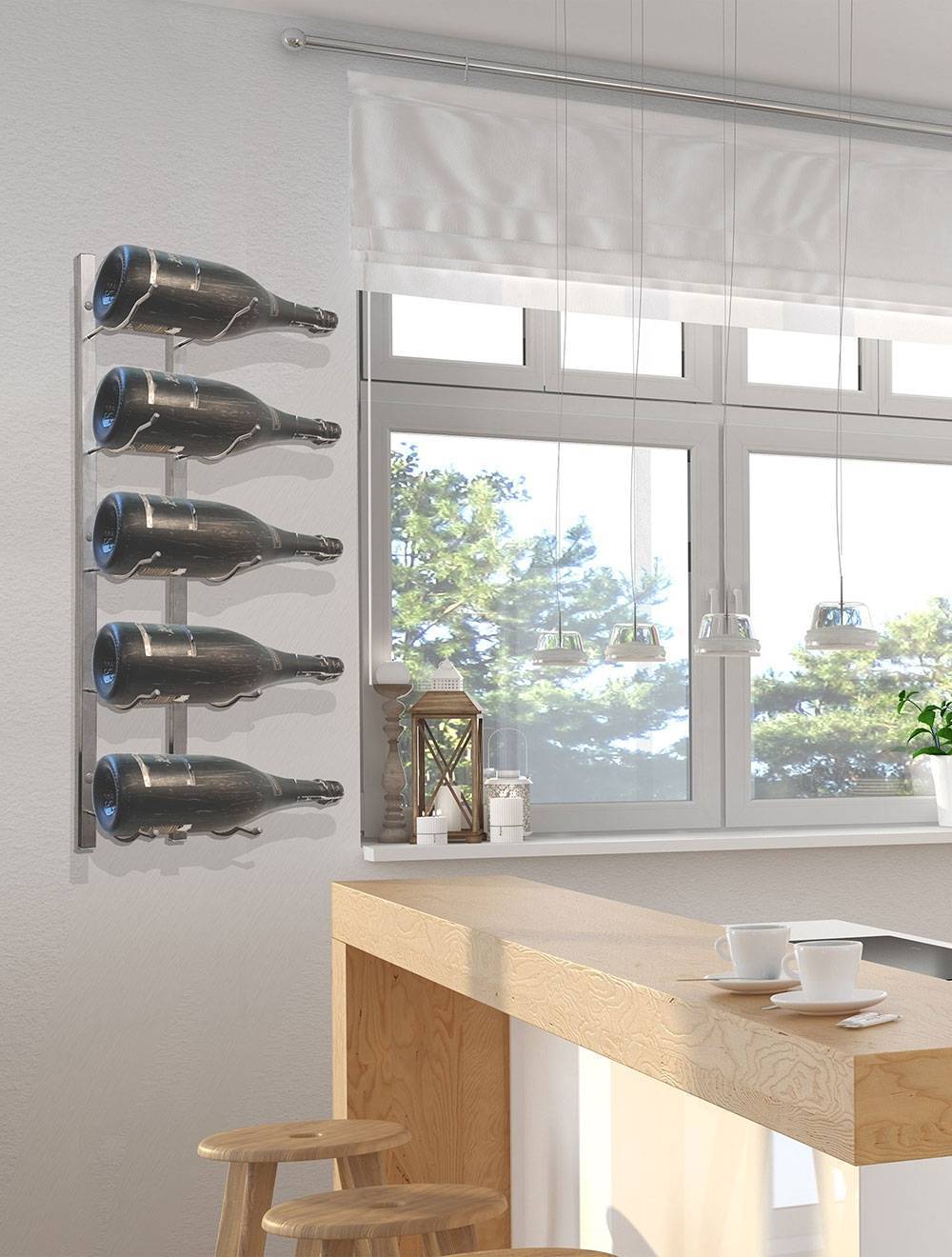 Vinotemp Epicureanist 5-Bottle Magnum Metal Wine Rack, 5 1/4"W x 8"D x 35 3/4"H
