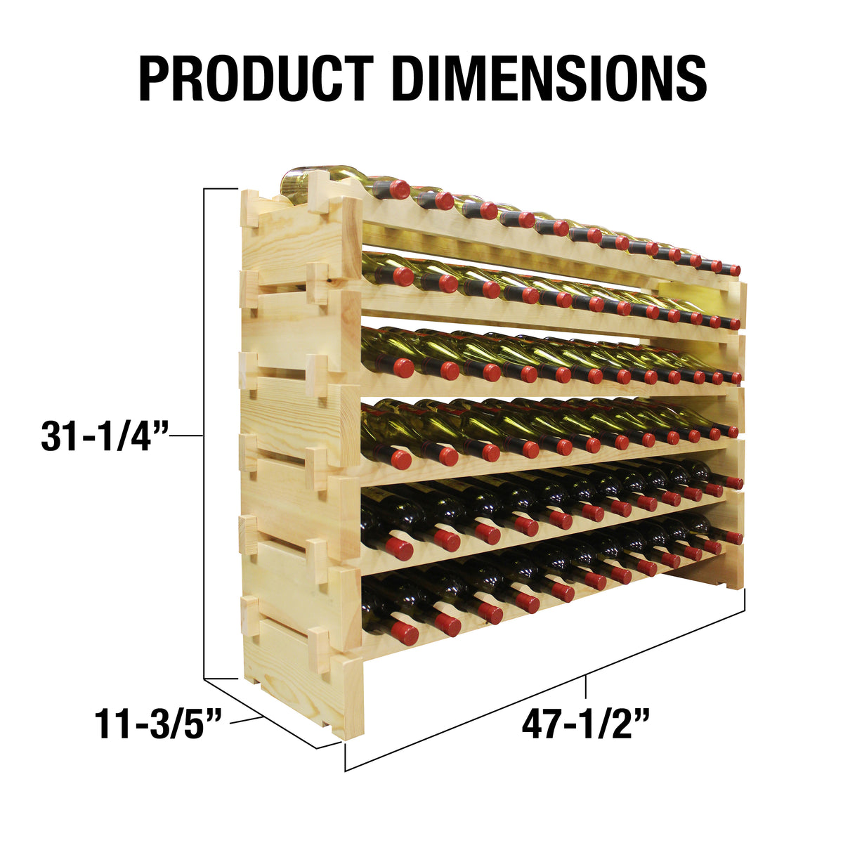 Vinotemp Modular Wine Rack, 6 x 12, 72 Bottle Capacity, in Natural