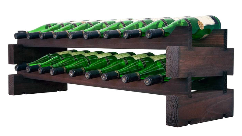 2 x 9 Bottle Modular Wine Rack (Stained) - 5