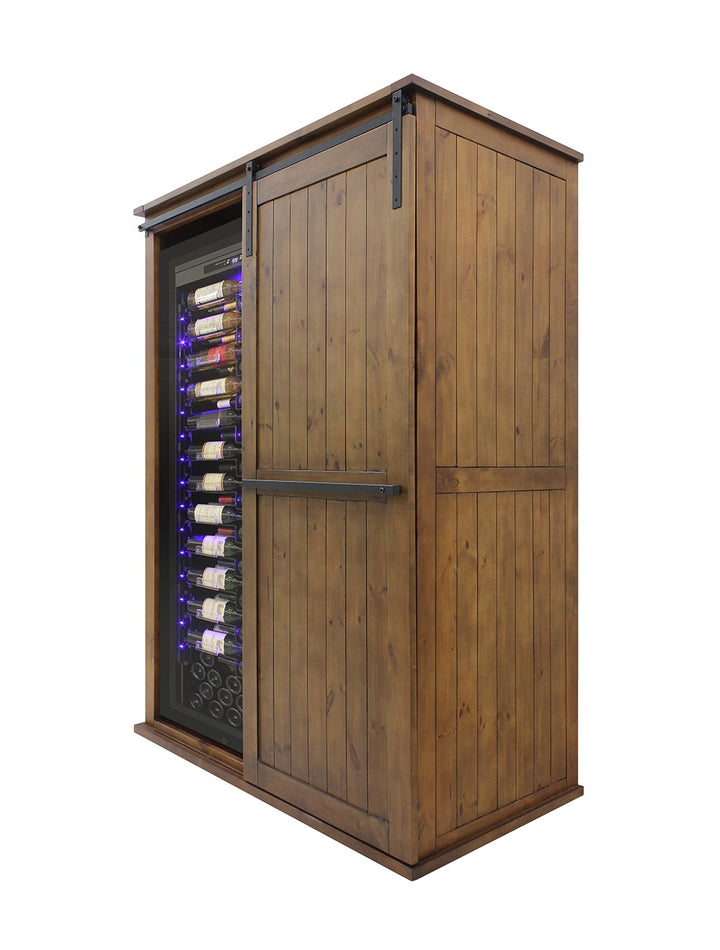 Rustic Wine Cabinet with Sliding Door Vinotemp