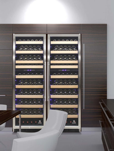 Connoisseur Series 168 Dual Zone Wine Cooler Front with Bottles 9