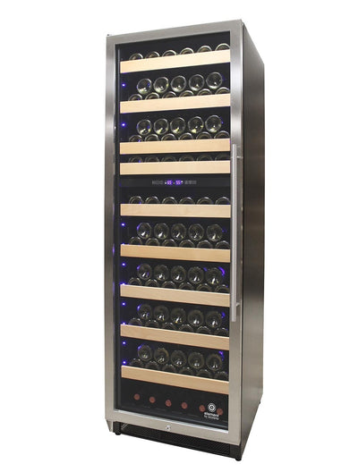Connoisseur Series 168 Dual Zone Wine Cooler Front with Bottles 5