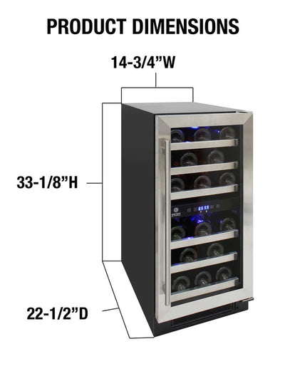 28-Bottle Dual-Zone Wine Cooler (Stainless) 19