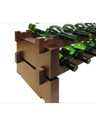 2 x 9 Bottle Modular Wine Rack (Stained) - 7