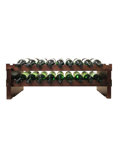 2 x 9 Bottle Modular Wine Rack (Stained) - 1