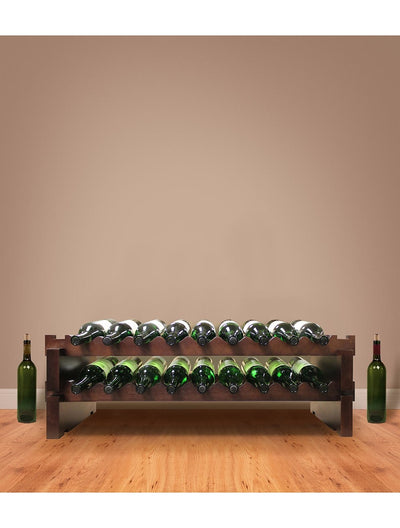 2 x 9 Bottle Modular Wine Rack (Stained) - 8