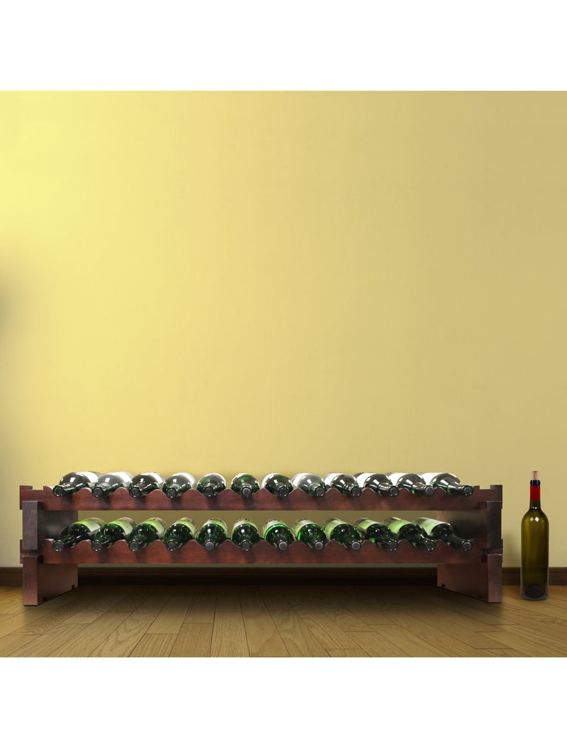 2 x 12 Bottle Modular Wine Rack (Stained) - 8