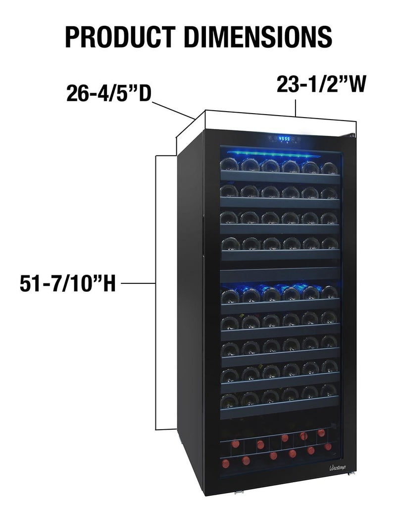110 Bottle Dual-Zone Touch Screen Wine Cooler 8